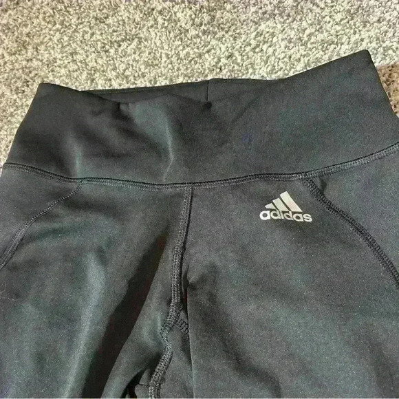 Ladies Climalite ADIDAS Black 3 Stripe Crop Leg Track Bottoms -Small - Picture 2 of 10